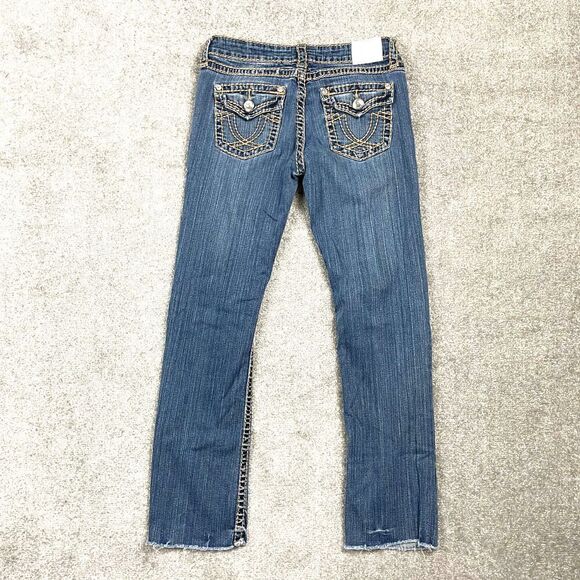 LA Idol Women’s Size 11 Light Wash Denim Straight Leg Jeans Distressed Hem - Picture 2 of 6